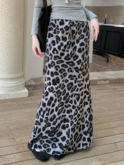 Sexy Slim Leopard Long Skirts Women High Waist Retro Streetwear Y2K Skirt Fall Casual Harajuku American Vintage Long Skirt voguable