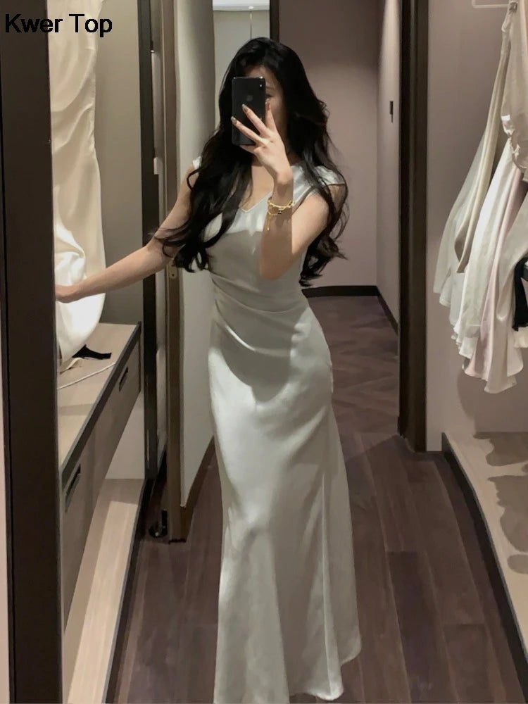 Summer Fashion Elegant Women Sleeveless Solid Chic Bodycon Birthday Vestidos Female Vintage Clothes New voguable