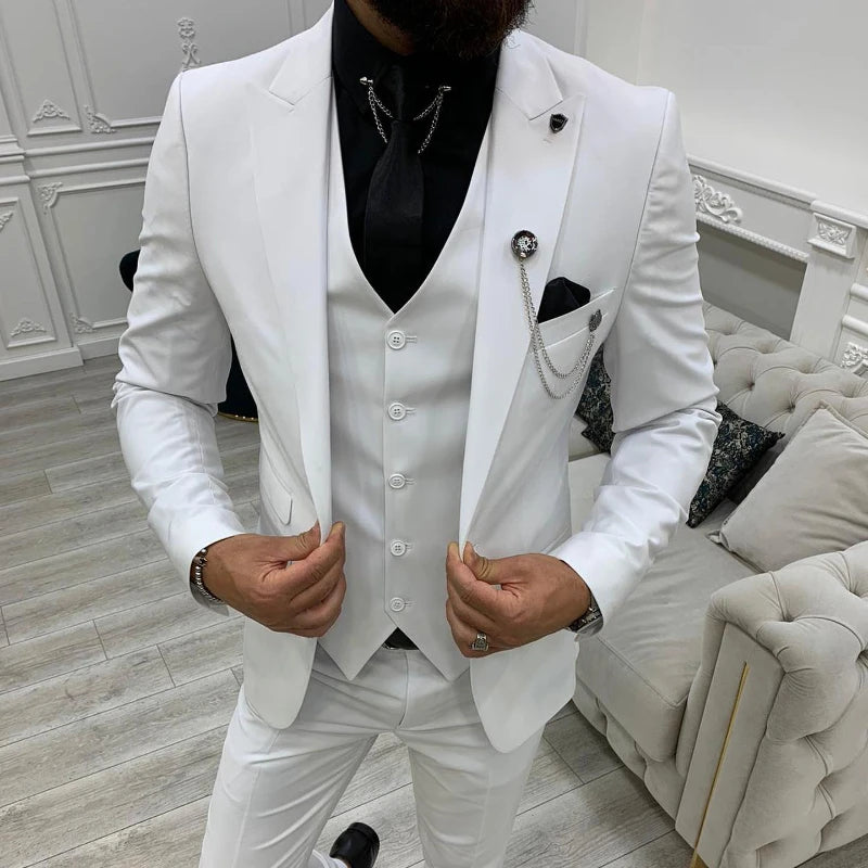 Voguable  New Classic Wedding Suits For Men 3 Piece Slim Fit Best Man Groom Tuxedo Formal Dinner Prom Suit Male Clothes(Blazer+Vest+Pants) voguable