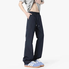 Voguable  Men's Wide-Leg Track Pants Lightweight Elastic Waist Casual Trousers voguable