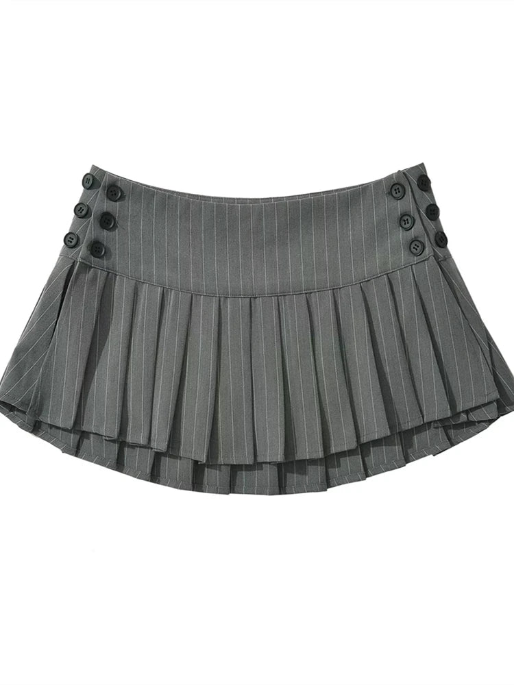 Chu Sau beauty 2024 Women New Fashion Preppy Style Plaid Printed Pleated Mini Skirt Hot Sweet Low Waist Sexy Super Short Skirts voguable