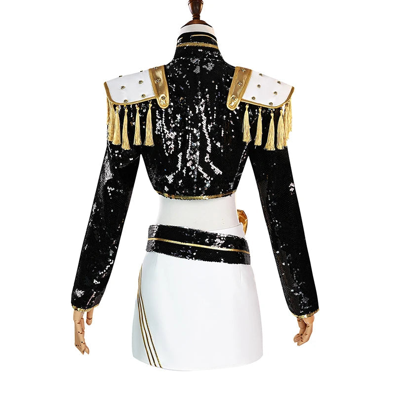 Rumi Zoey Mira Cosplay KPop Demon Hunters Cosplay Costume Wig Women Black Golden Suit Halloween Party Role Playing Outfit voguable
