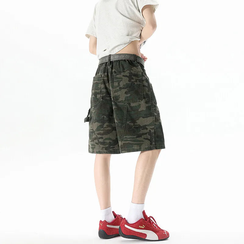 Mens Camo Cargo Shorts Summer Outdoor Casual Loose Fit Beach Hiking Tactical Military Camouflage Army Style Comfort Shorts voguable