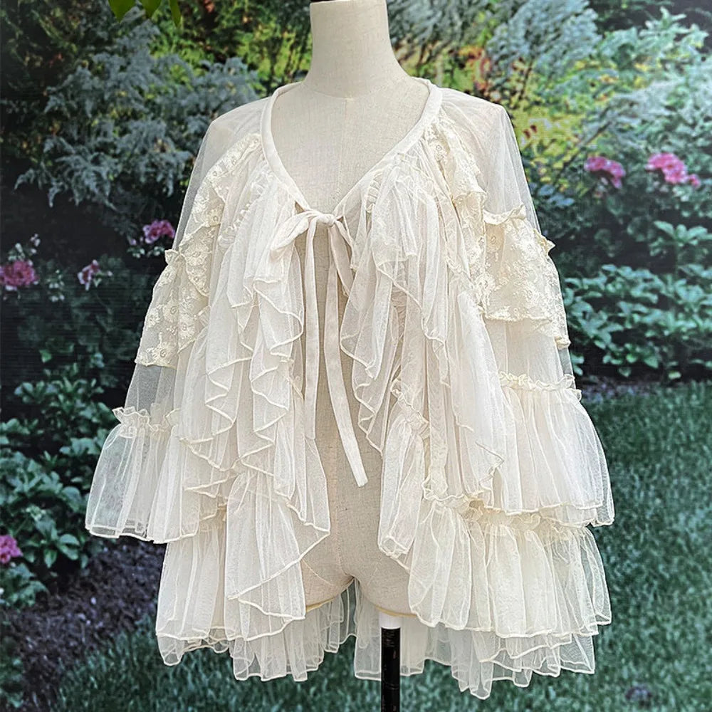 Voguable  French Style Mesh Personalized Streetwear Skirt Two Wear Shawl Women Clothing Fairy Casual Elegant Slim Fungus New Skirts voguable
