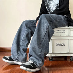 Blue Jeans Men Ankle length Jeans Male Straight Denim Pants Men New Streetwear Baggy Jeans Ins Washed Denim Pants Black Clothes gotmes-shop