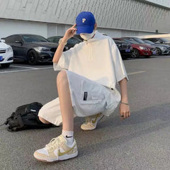 Voguable  Trendy Couple Matching Short Sleeve Zipper T-Shirt Set Loose Men's Spring Summer Fashion Brand Casual Workwear Clothing voguable