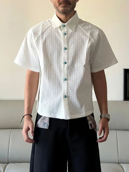 Voguable  Men's Loose Beach Shirt Vintage Printed Casual Lapel Neck Short Sleeve Shirt Lightweight Soft Fabric Summer Holiday Daily Wear voguable