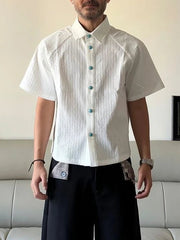 Voguable  Men's Loose Beach Shirt Vintage Printed Casual Lapel Neck Short Sleeve Shirt Lightweight Soft Fabric Summer Holiday Daily Wear voguable