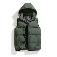 Autumn Winter Men's Vest Jacket Waterproof Warm Sleeveless Vests Men Jacket Fashion Hooded Casual Vest Mens Thicken Waistcoat voguable