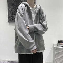 Men's  Trendy Hoodie Cardigan Autumn Hooded Sweatshirt Solid Color Classic Jacket Long Sleeve Zipper Coat Casual Men Clothing voguable