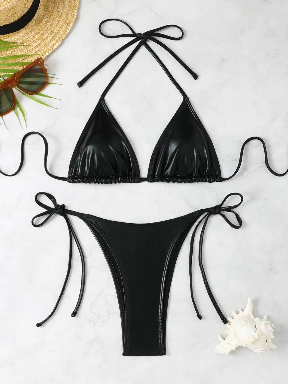 Voguable  Sexy Shiny Silver Bikini Set Women Push Up Micro Swimsuit  Brazilian Beach Bathing Suit Tie Side Thong Swimwear Biquini voguable