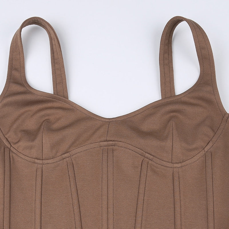 Brown Stitching Corset Birthday Party Dress mysite