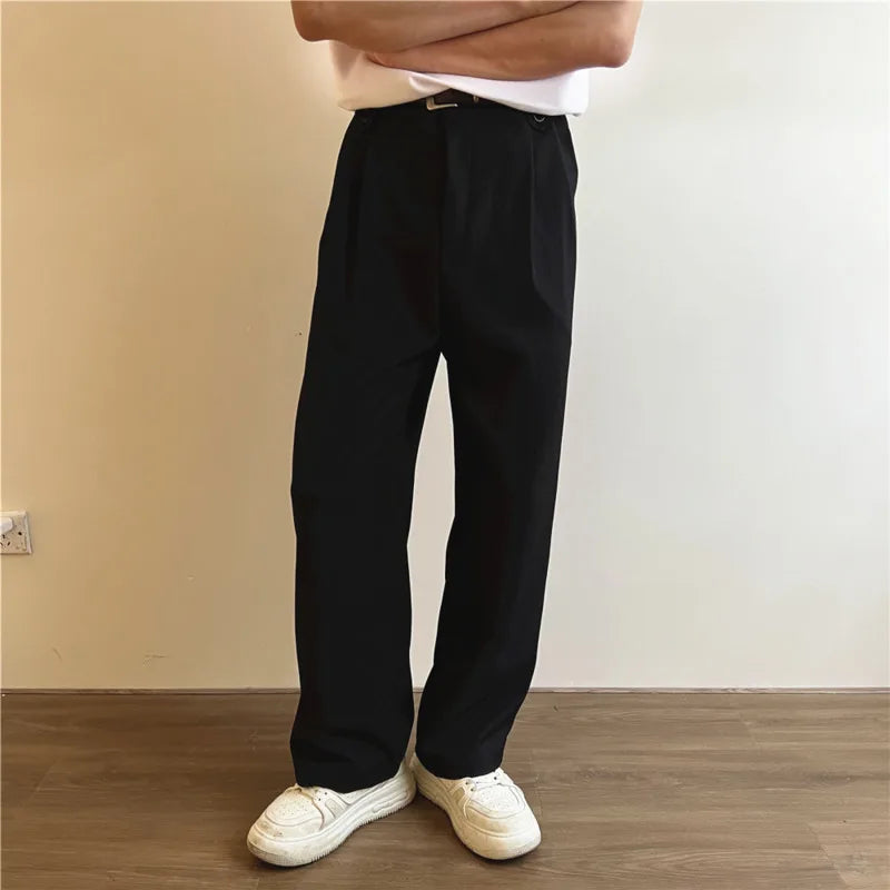 Voguable Black Khaki Suit Pants Men Slim fit Fashion Social Men Dress Pants Korean Straight Wide Leg Pants Men Office Formal Trousers voguable