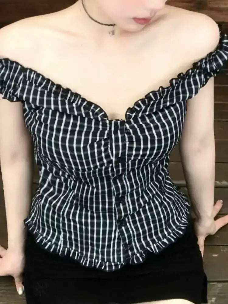Voguable  Yellow Sweet Folds Blouse Casual Single Top Women Breasted Ruffle Sleeveless Tank Cute Casual Tops Vest Preppy Style Camis Y2K voguable