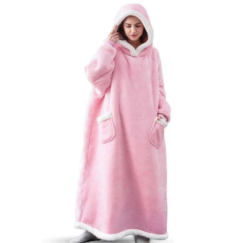 Oversized Hoodie Blanket Women Winter Warm Plush Hoodies Sweatshirt Men Loose Casual Super Long TV Blanket Giant Hoodie Blankets voguable