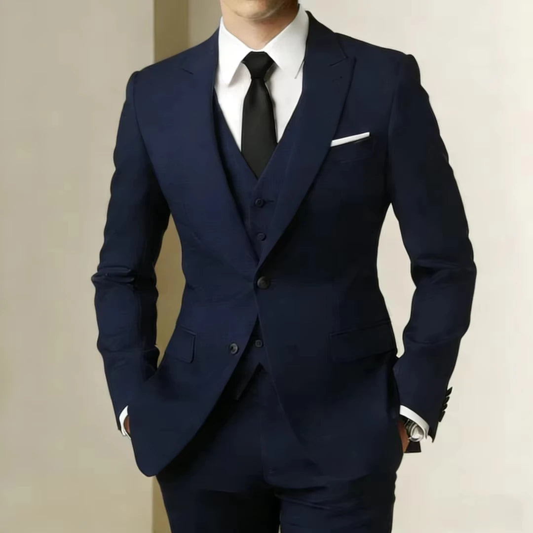 Voguable  New Luxury Elegant Men's Suits 3 Piece Set Fashion Korean Casual Slim Fit Social Groom Wedding Tuxedo voguable