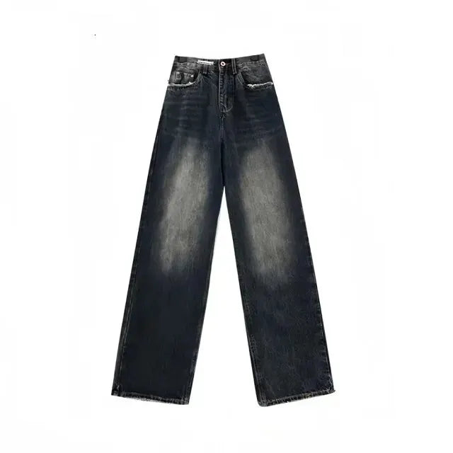 Women's Harajuku Style Loose Wide Leg Jeans Autumn Winter Street Fashion Retro Straight Loose Denim Trousers voguable
