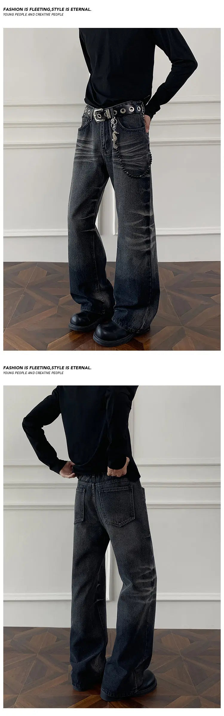 Mens Straight Leg Jeans Business Casual Vintage Blue Denim Pants for Middle Aged Man Classic Fit man trousers voguable