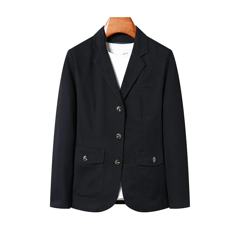 Men's Premium Suit Jacket Spring Autumn Casual Workwear Pure Cotton Jacket Men's Korean Version Slim Fit Loose Plus Size Suit voguable