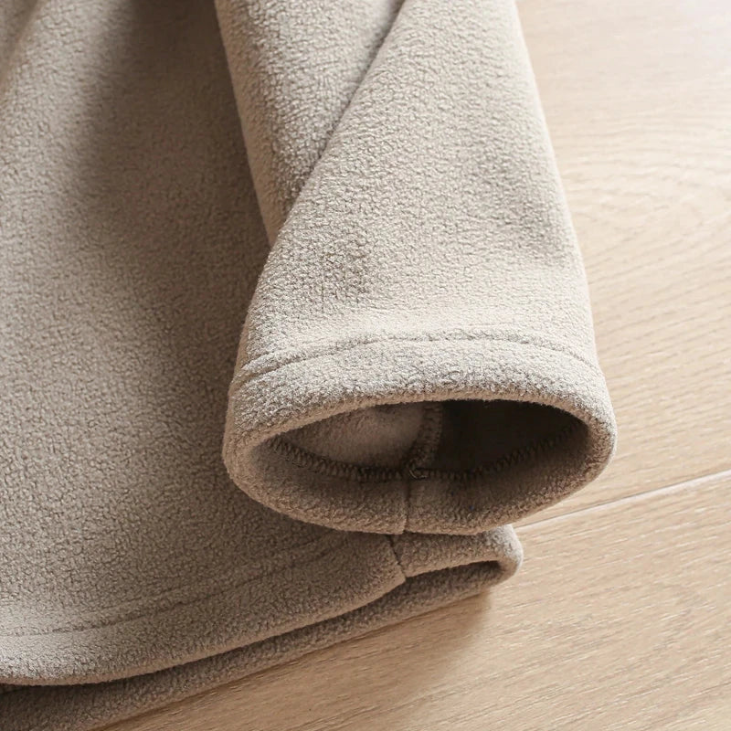 Heat Storage Double-sided Fleece Pullover Autumn Winter Outdoor Windproof Warm Semi-zipper Stand Collar Casual Sweatshirt Jacket voguable