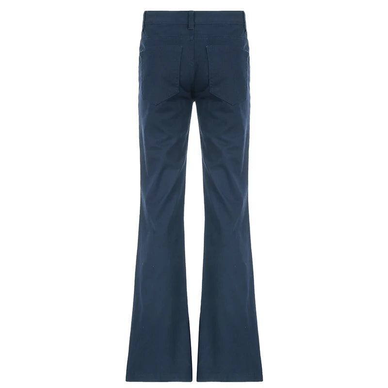 Blue Low Rise Jeans Casual Baggy Straight Denim Pants y2k Streetwear Basic Women Jeans Vintage 90s Trousers Korean Style voguable