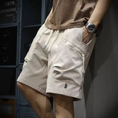 Voguable  Japanese Trendy Retro Versatile Loose Straight Workwear Five-point Casual Pants voguable