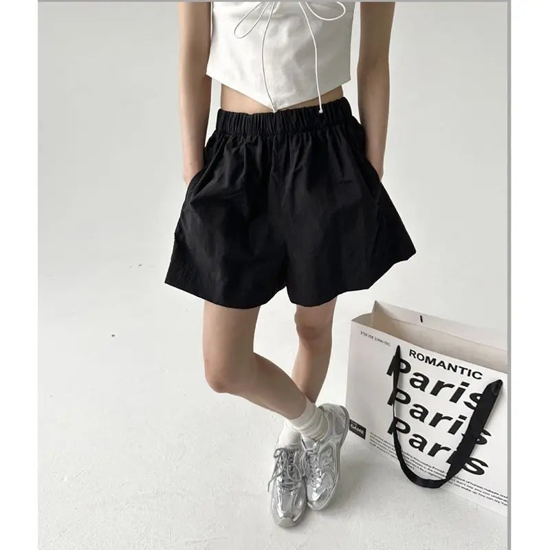 Summer New Women Wide Leg Shorts Y2K High Waist Loose Outdoor Casual Shorts Fashion Solid All-Match Female Jogging Shorts voguable
