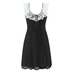 Romantic Girl Lace Spliced Sexy Off Shoulder Dress Women Short Sleeve Slim A-line Mini Dresses Summer Robe voguable