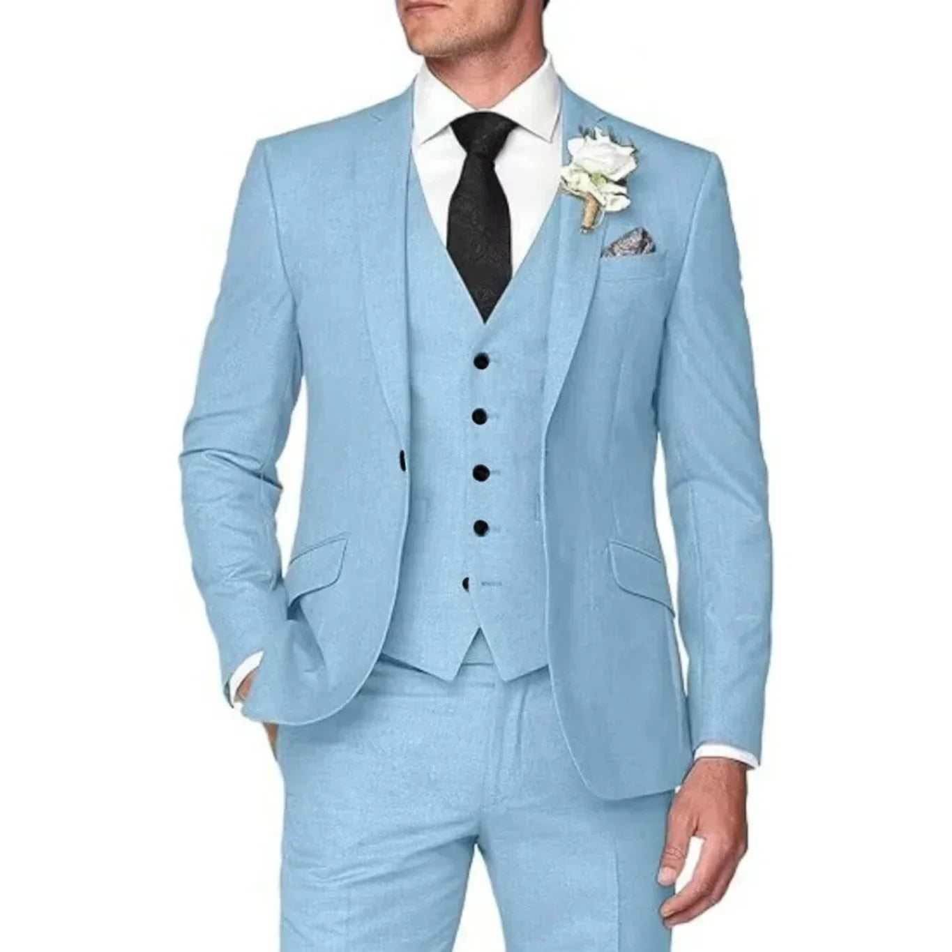 Voguable  Classic Men's 3pcsTuxedo Suit Colorful Blazer Vest And Pants Set Single Button High-Quality Men's Costume for Formal Occasions voguable