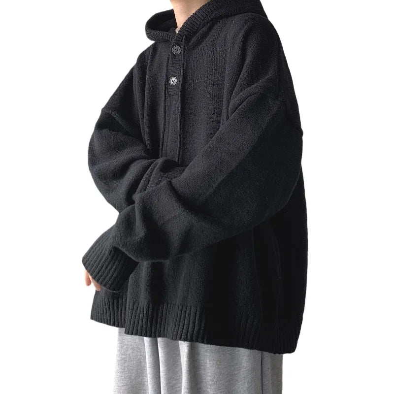 Voguable Men Pullover Hoodie Korean Style Classic Solid Color Casual Hoodies Oversized Loose Hooded Knitwear Men Knitted Pullovers voguable