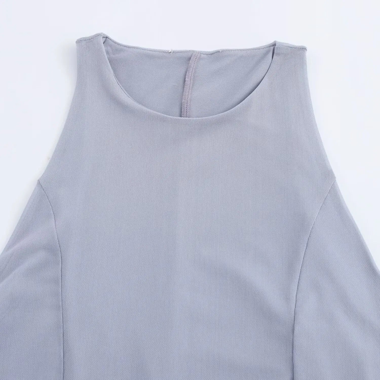 Sleeveless Party Fashion Long Dress Vestidos Solid Color Gray Blue O-neck Solid Color Fishtail Dress 2025 New Female Clothes voguable