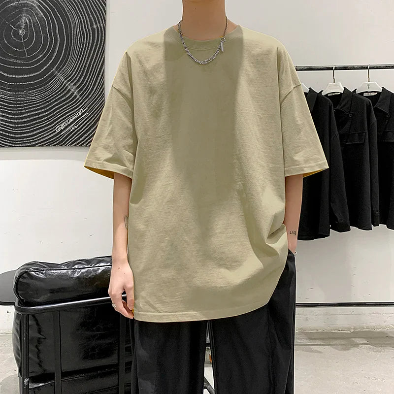 Men Oversized Graphic Solid T Shirts Colorfuls 100% Cotton Mens White Classical Tee Male Short Sleeve O-Neck Tops gotmes-shop