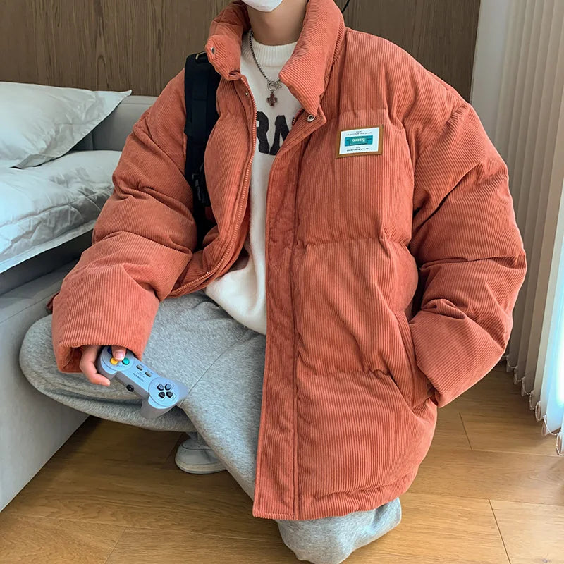 Harajuku Men's Warm Parkas Winter Coat Corduroy Cotton Oversize Male Winter Jackets Windbreaker Padded Coat Woman Parkas gotmes-shop