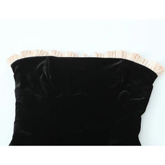 Black Strapless Christmas Dress Sexy A Line Vintage Velvet Party Mini Dresses Elegant Women Dresses voguable