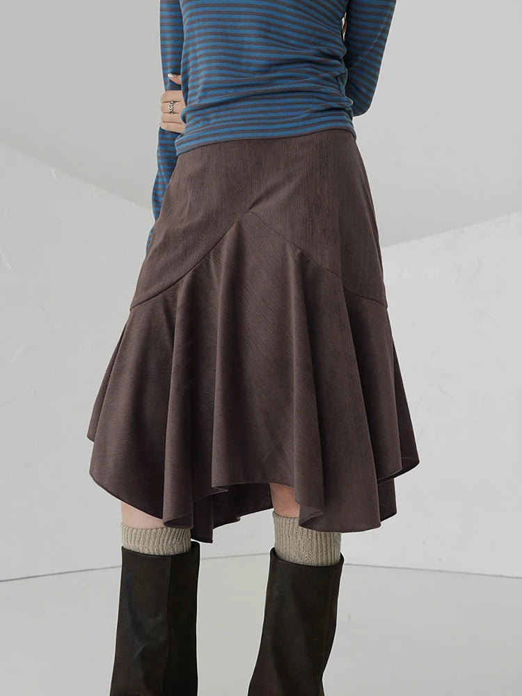 Voguable Vintage Straight Skirt Women Irregular High Waist Y2K Retro Casual Streetwear Knee-Length Midi Skirts Harajuku Korean voguable