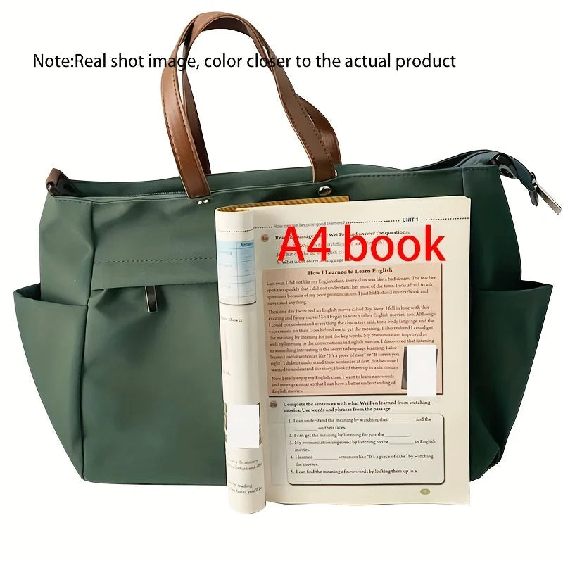 Stylish Nylon Women Tote Bag Shoulder Bag Featuring Two Pockets Large Capacity Commuting Handbag voguable