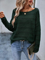 New solid color hollow round neck pullover knitted sweater voguable