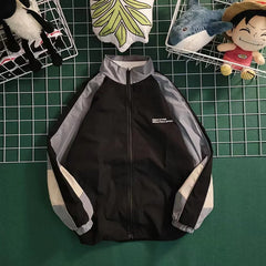 Voguable  2024 Hip Hop Varsity Jacket Men Women Autumn Patchwork Color Block Windbreaker Coats Fashion Loose Thin College Jackets voguable