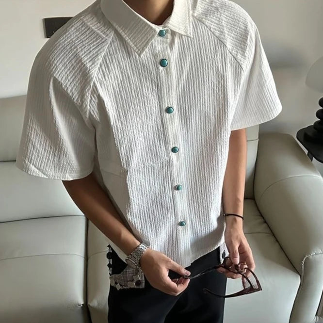 Voguable  Men's Loose Beach Shirt Vintage Printed Casual Lapel Neck Short Sleeve Shirt Lightweight Soft Fabric Summer Holiday Daily Wear voguable