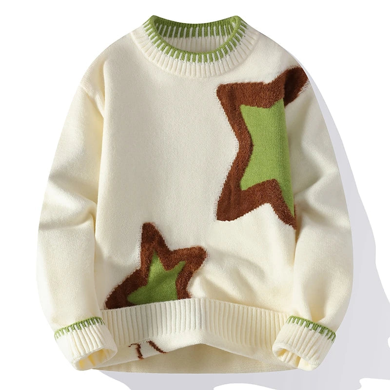 Voguable  New Men Knitted Jumpers Patchwork Sweater O Neck Pullovers Spliced Long Sleeve Jumper Slight Strech Standard Wool Casual top voguable
