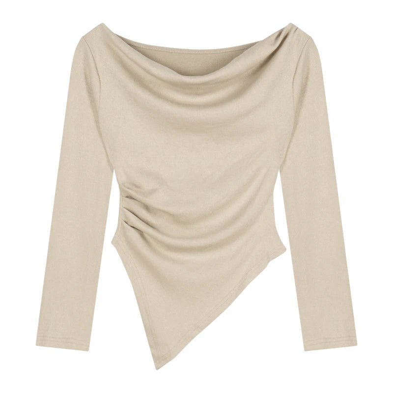 Voguable  Autumn New Streetwear Sexy Backless Irregular Long-sleeved T-shirt Women + Loose Casual Wide-leg Pants Two-piece Suit voguable