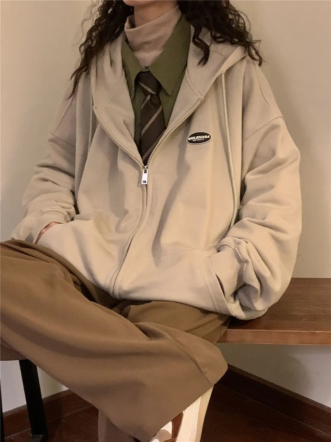 Plus Velvet Thicker Hoodies Women Loose Tender Preppy Style All-match Casual Simple American Retro Autumn Long Sleeve Cool Girls voguable