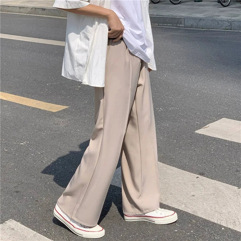 New Japanese Retro Male Suit Pants Light Luxury Straight Draped Button-down Business Casual Pants Premium Slim Elegant Trousers voguable