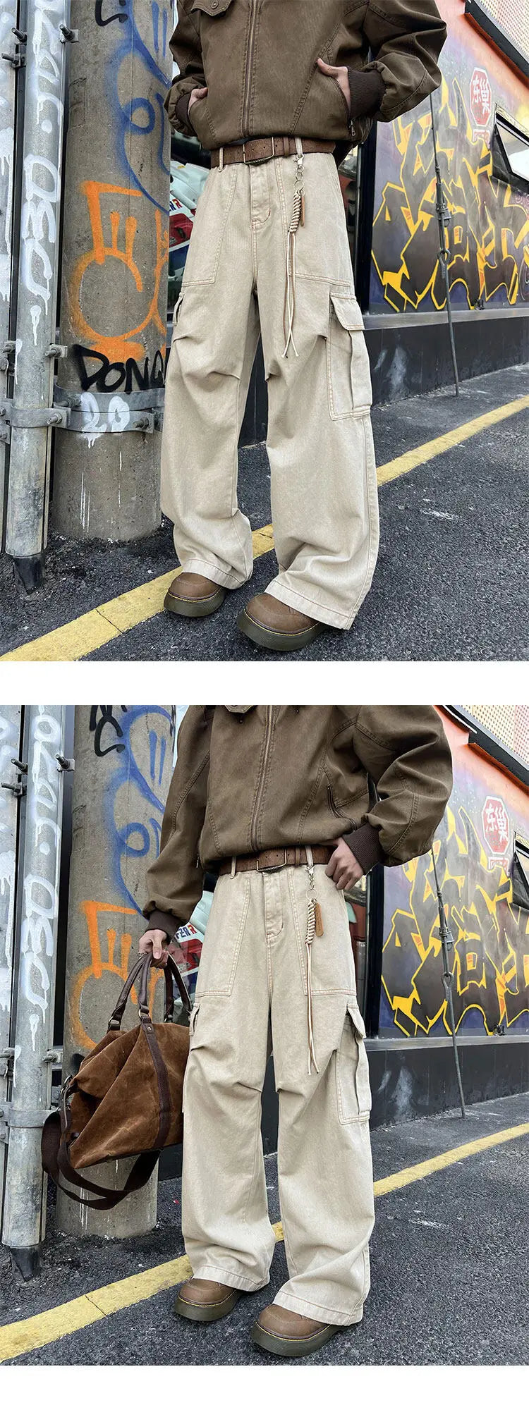 Mens Casual Workwear Cargo Pants Loose Fit Straight Wide Leg Multi Pocket Utility Tactical Outdoor Hiking Durable Heavy Duty voguable