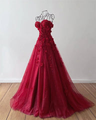 Voguable  Princess 3D Flower Sweet A-line Tulle Evening Dress Purple Prom Dress Handmade Robe voguable