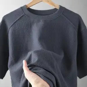 Voguable  American Retro Raglan Short-sleeved T-shirt for Men Loose Casual Solid Color Versatile Bottoming Shirt Comfortable Pullover Top voguable