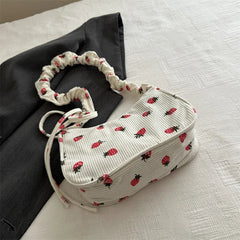 Women Summer Kawaii Cute Strawberry Print Shoulder Bags Fashion Y2k Aesthetic Casual Underarm Bag Japanese Fairy Sweet Handbags voguable