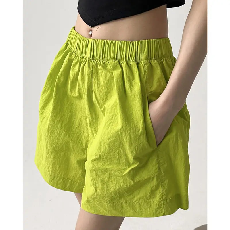 Summer New Women Wide Leg Shorts Y2K High Waist Loose Outdoor Casual Shorts Fashion Solid All-Match Female Jogging Shorts voguable
