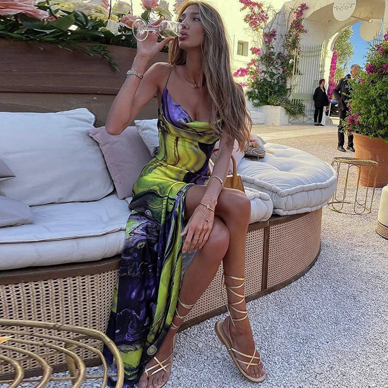 Voguable  Women Elegant Printed Streetwear Party Club Birthday Bodycon Long Dress Summer Autumn Wholesale Items For Business voguable