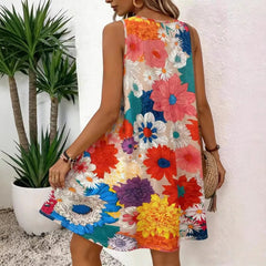 Voguable  European and American women's clothing summer new floral printed medium and long skirt temperament dress voguable